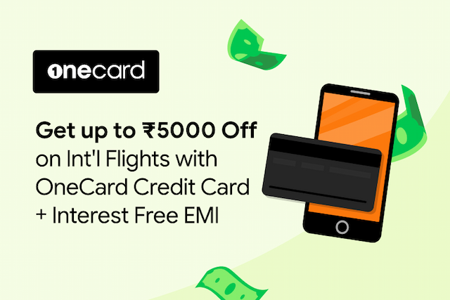 Get Flat 8% Off On International Flights with OneCard Credit Card + Interest Free EMI